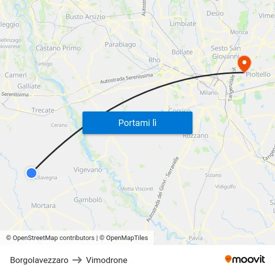 Borgolavezzaro to Vimodrone map