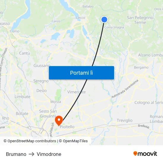 Brumano to Vimodrone map