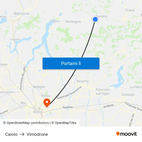 Caiolo to Vimodrone map