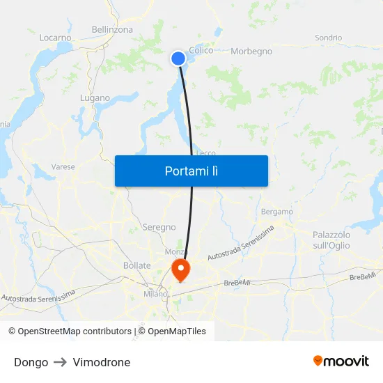 Dongo to Vimodrone map
