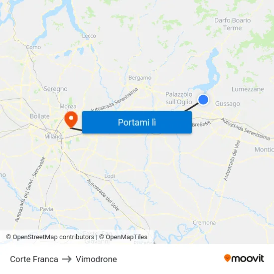 Corte Franca to Vimodrone map