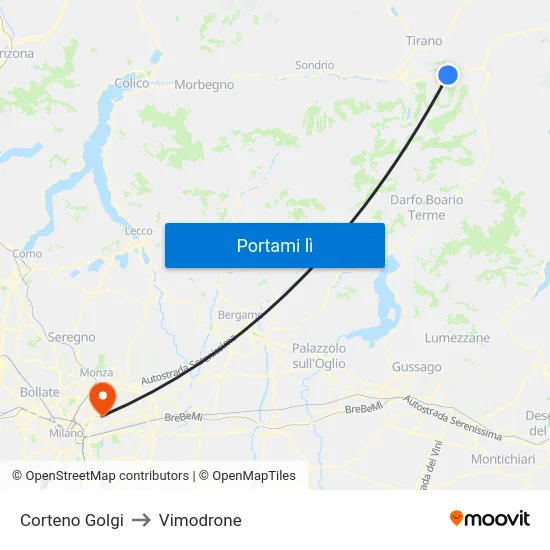 Corteno Golgi to Vimodrone map