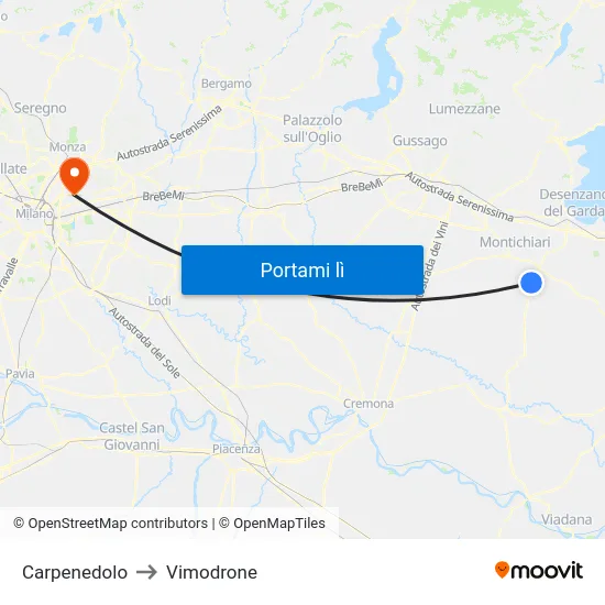 Carpenedolo to Vimodrone map