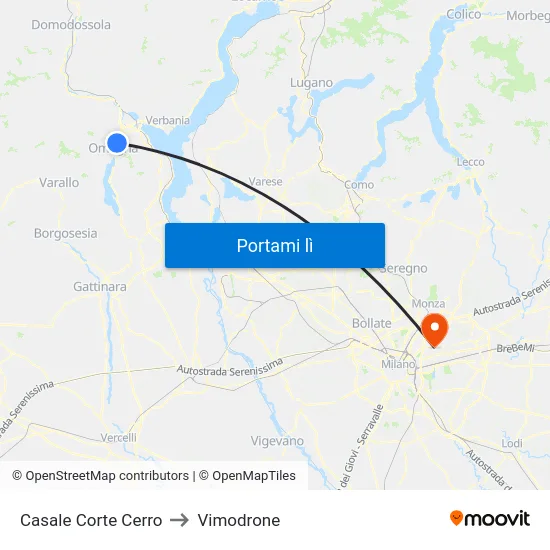 Casale Corte Cerro to Vimodrone map