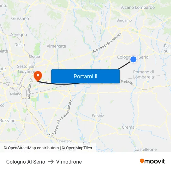 Cologno Al Serio to Vimodrone map