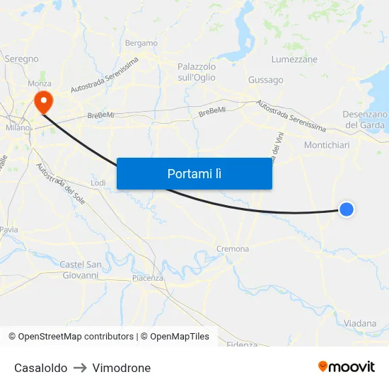 Casaloldo to Vimodrone map
