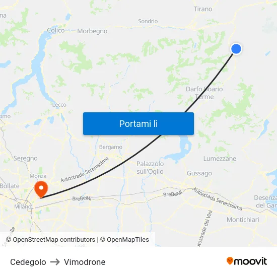 Cedegolo to Vimodrone map