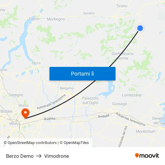 Berzo Demo to Vimodrone map