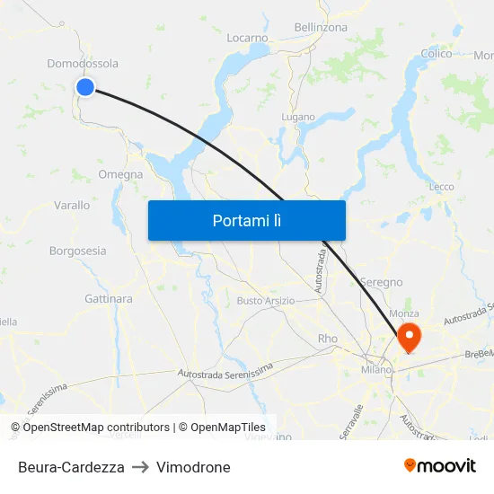 Beura-Cardezza to Vimodrone map