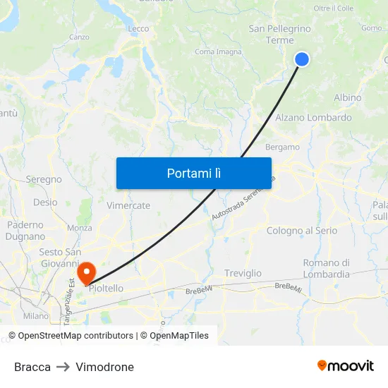 Bracca to Vimodrone map