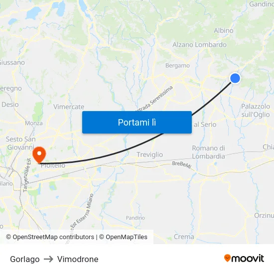 Gorlago to Vimodrone map