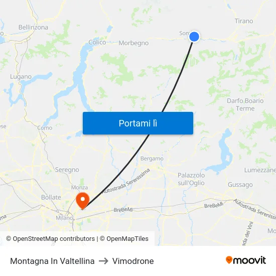 Montagna In Valtellina to Vimodrone map