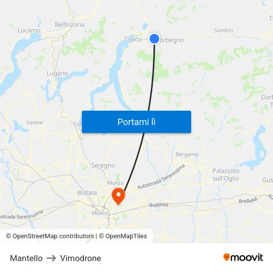 Mantello to Vimodrone map