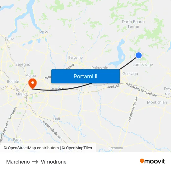 Marcheno to Vimodrone map