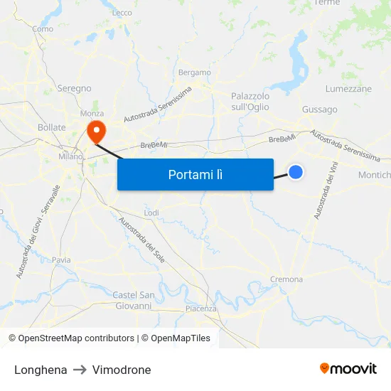 Longhena to Vimodrone map