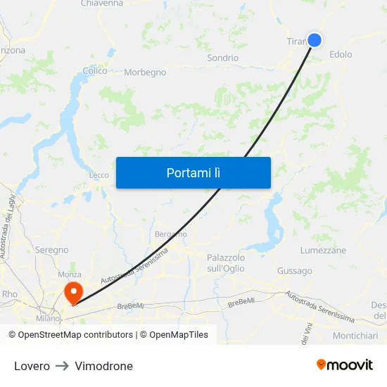 Lovero to Vimodrone map