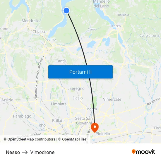 Nesso to Vimodrone map