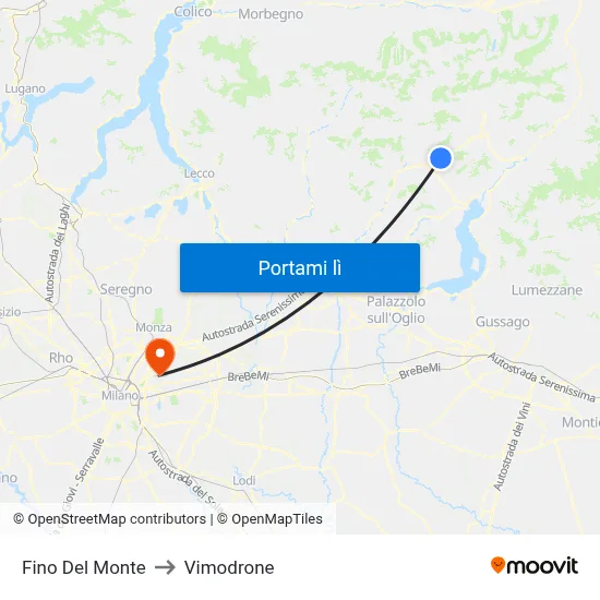 Fino Del Monte to Vimodrone map