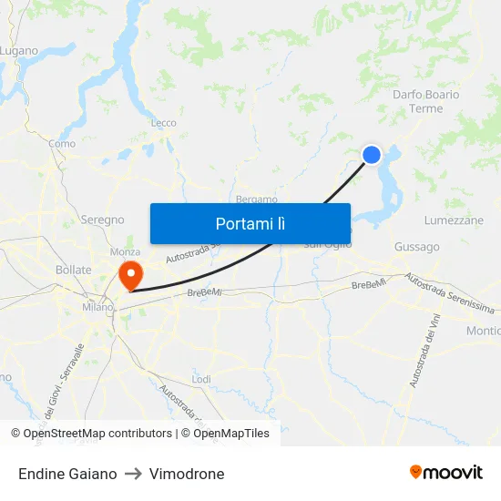 Endine Gaiano to Vimodrone map