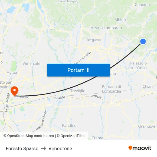Foresto Sparso to Vimodrone map