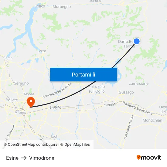 Esine to Vimodrone map