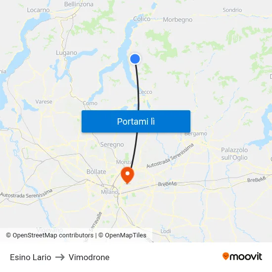 Esino Lario to Vimodrone map