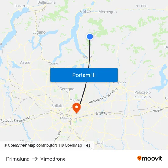 Primaluna to Vimodrone map