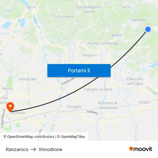 Ranzanico to Vimodrone map