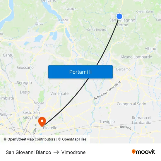 San Giovanni Bianco to Vimodrone map