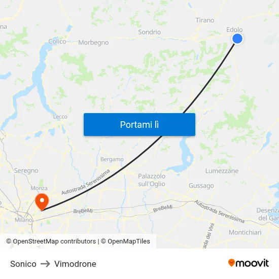 Sonico to Vimodrone map