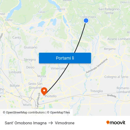 Sant' Omobono Imagna to Vimodrone map