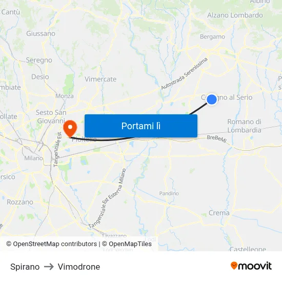 Spirano to Vimodrone map