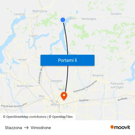Stazzona to Vimodrone map