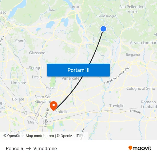 Roncola to Vimodrone map