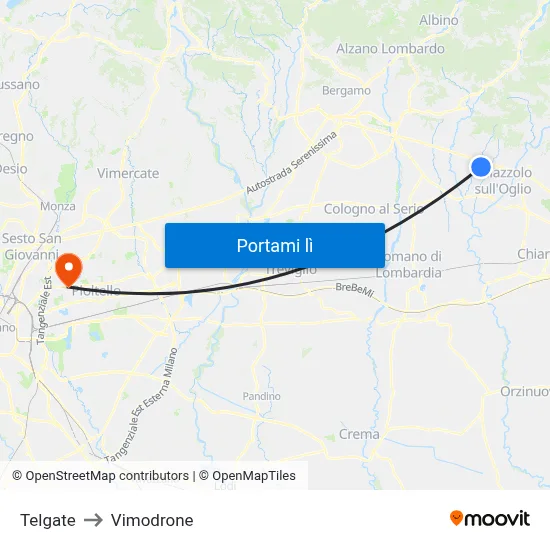 Telgate to Vimodrone map