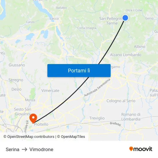 Serina to Vimodrone map