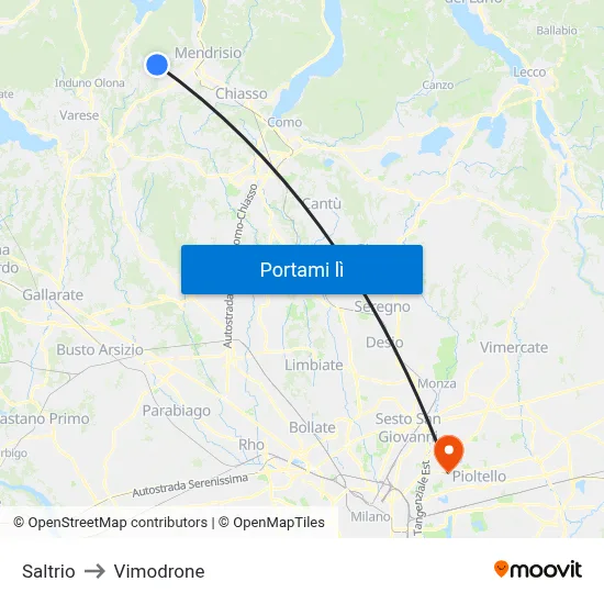 Saltrio to Vimodrone map