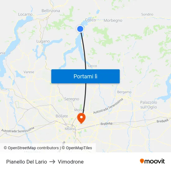 Pianello Del Lario to Vimodrone map
