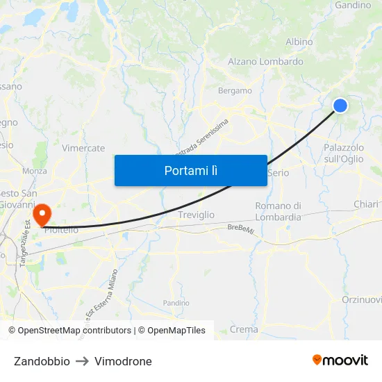 Zandobbio to Vimodrone map