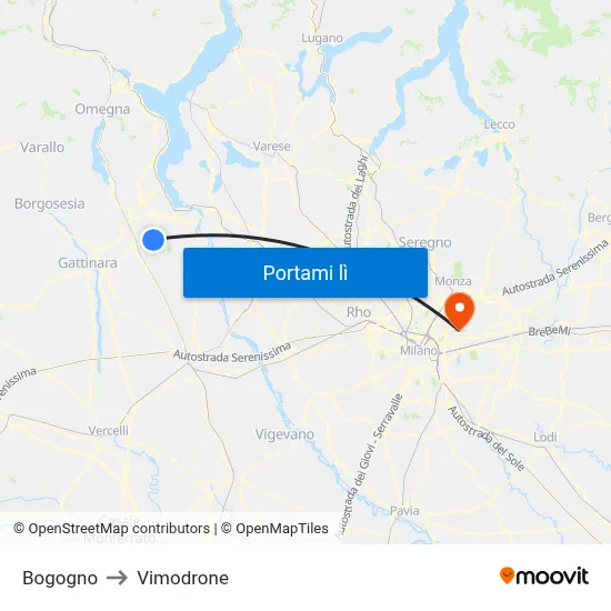 Bogogno to Vimodrone map