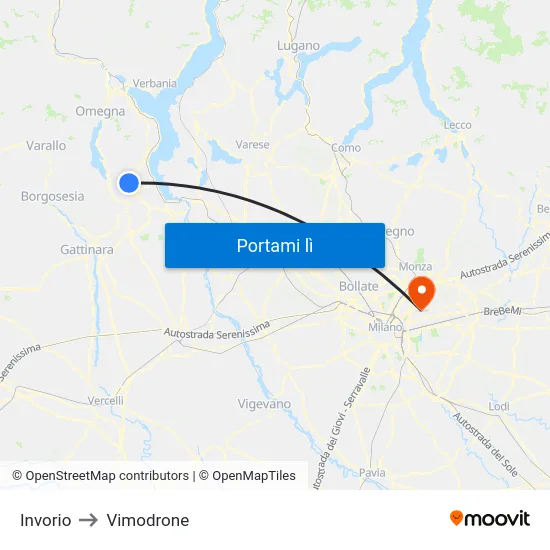 Invorio to Vimodrone map