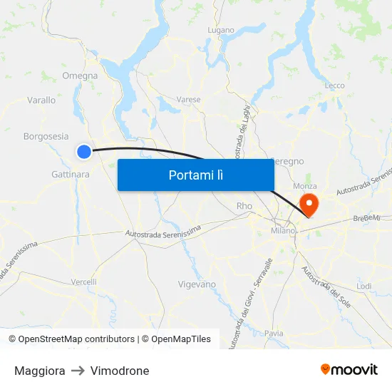 Maggiora to Vimodrone map