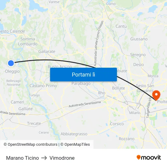 Marano Ticino to Vimodrone map