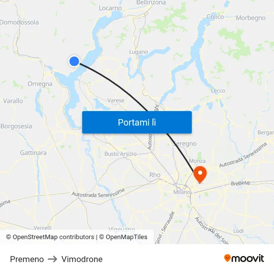 Premeno to Vimodrone map