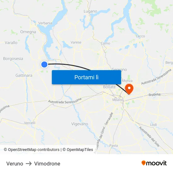 Veruno to Vimodrone map