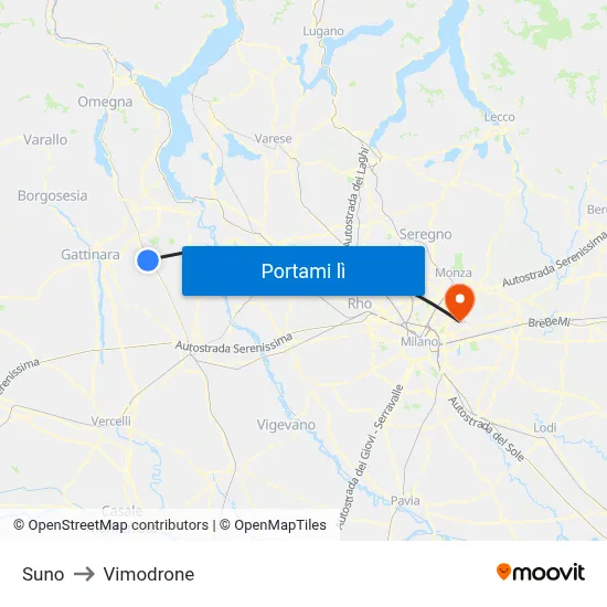 Suno to Vimodrone map