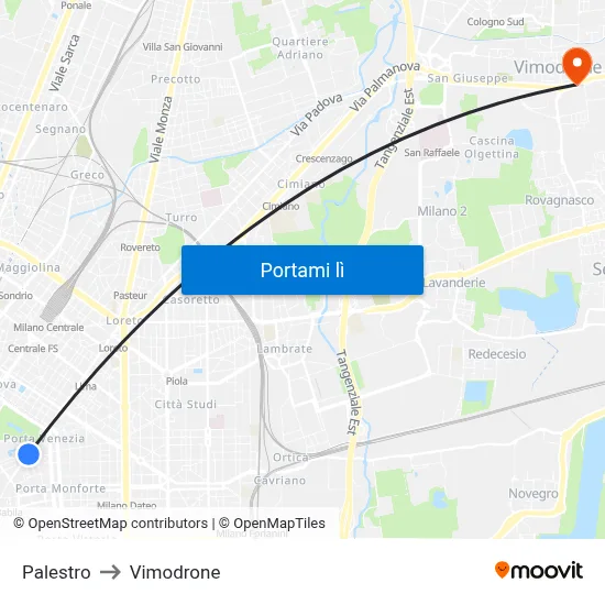 Palestro to Vimodrone map
