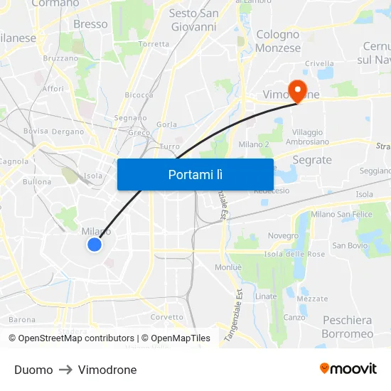 Duomo to Vimodrone map