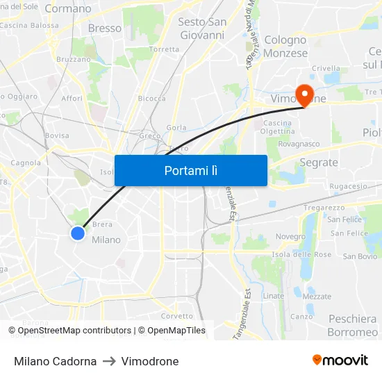Milano Cadorna to Vimodrone map