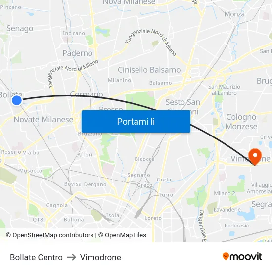 Bollate Centro to Vimodrone map